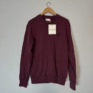 NWT Inimigo Organic Maroon Sweater Embroidered Heart Long Sleeve Sweatshirt